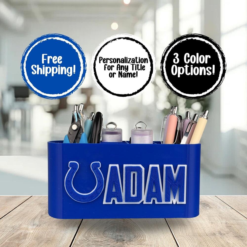 Personalized Indianapolis Colts Desk Organizer, Colts Gift, Colts Office Decor
